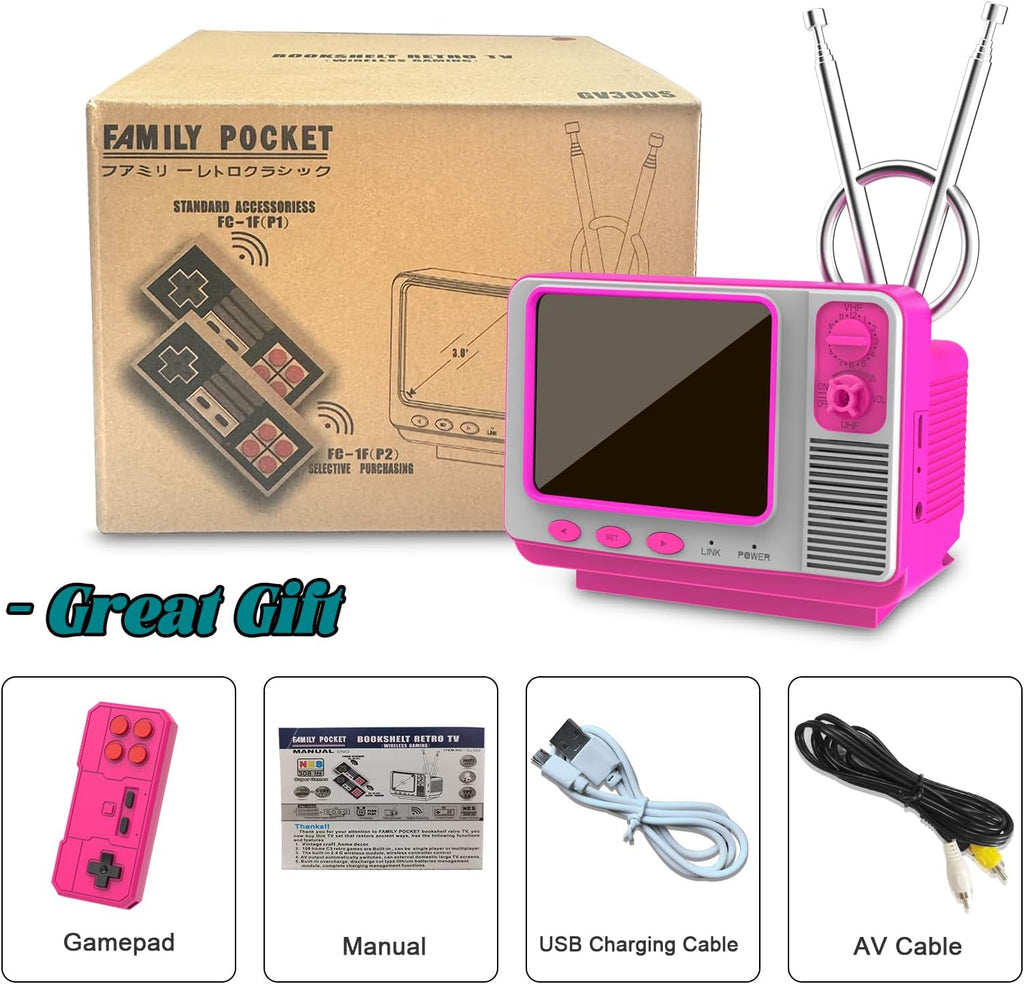 EASEGMER Handheld Games - GV300S 168 Classic Retro Video Game with 3.0 Inch Screen Electronic Mini TV Style Support Connecting TV and Two Players (Red)