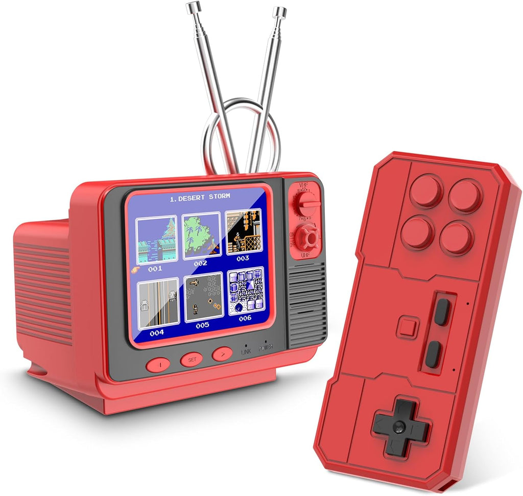 EASEGMER Handheld Games - GV300S 168 Classic Retro Video Game with 3.0 Inch Screen Electronic Mini TV Style Support Connecting TV and Two Players (Red)