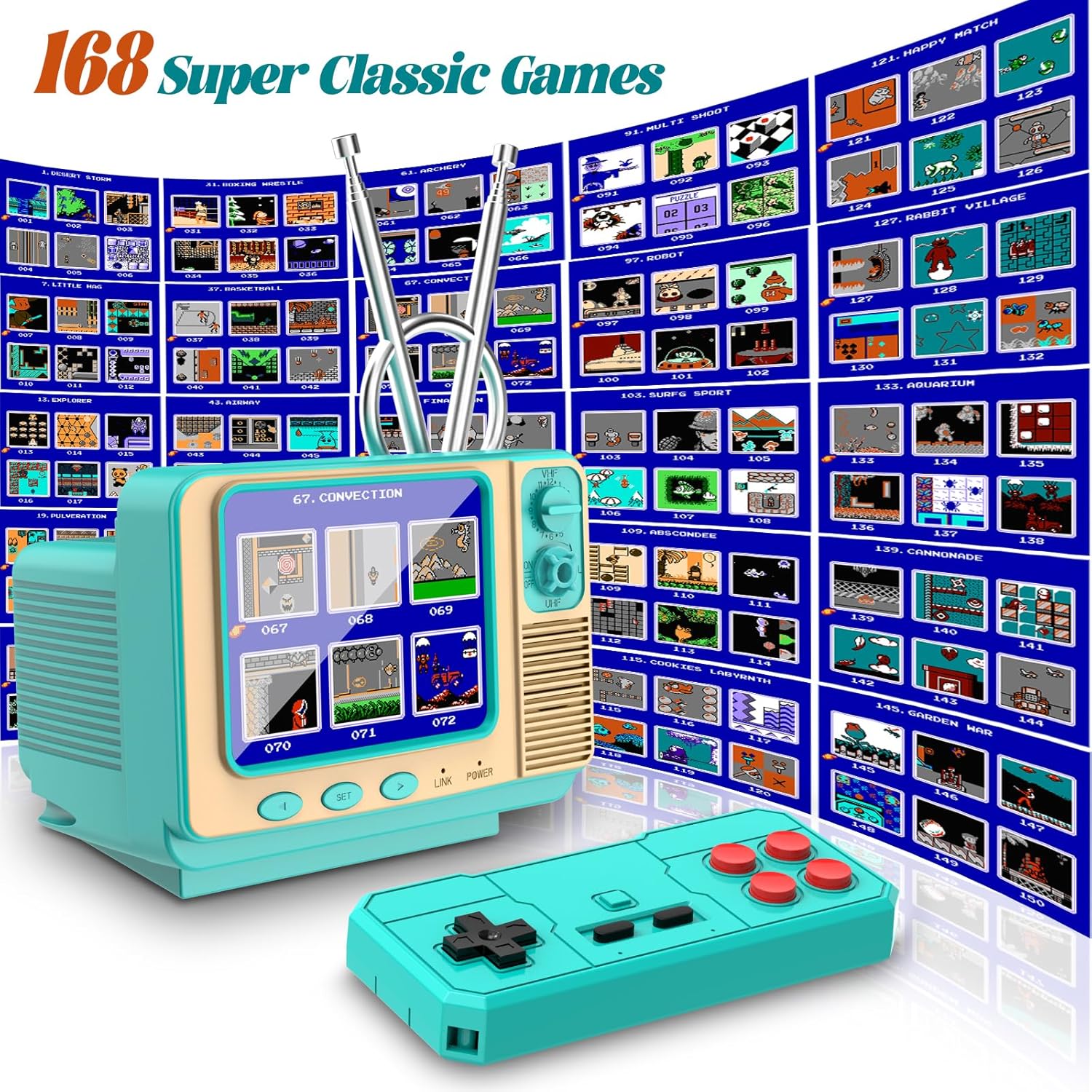 EASEGMER Handheld Games - GV300S 168 Classic Retro Video Game with 3.0 Inch Screen Electronic Mini TV Style Support Connecting TV and Two Players (Red)